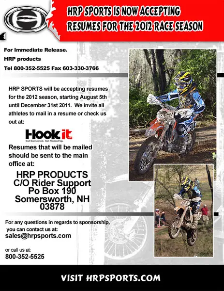 Hrp Sports Is Accepting Rider Resumes Motocross Action Magazine