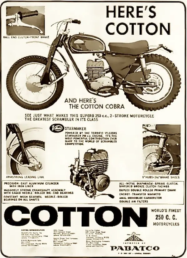 Cotton Motorcycle BANNER Classic British vintage villiers 2 stroke 