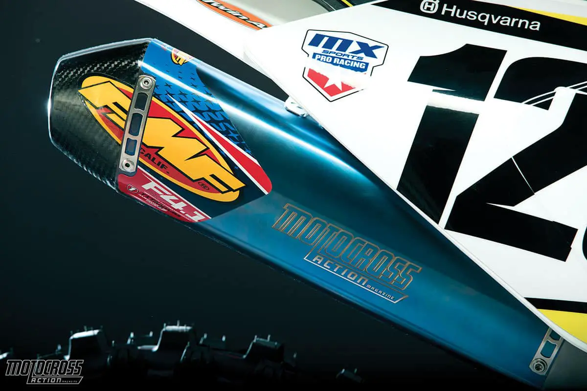 The full FMF exhaust system on the FC450 was tailored to work with the Twisted Development powerhouse.