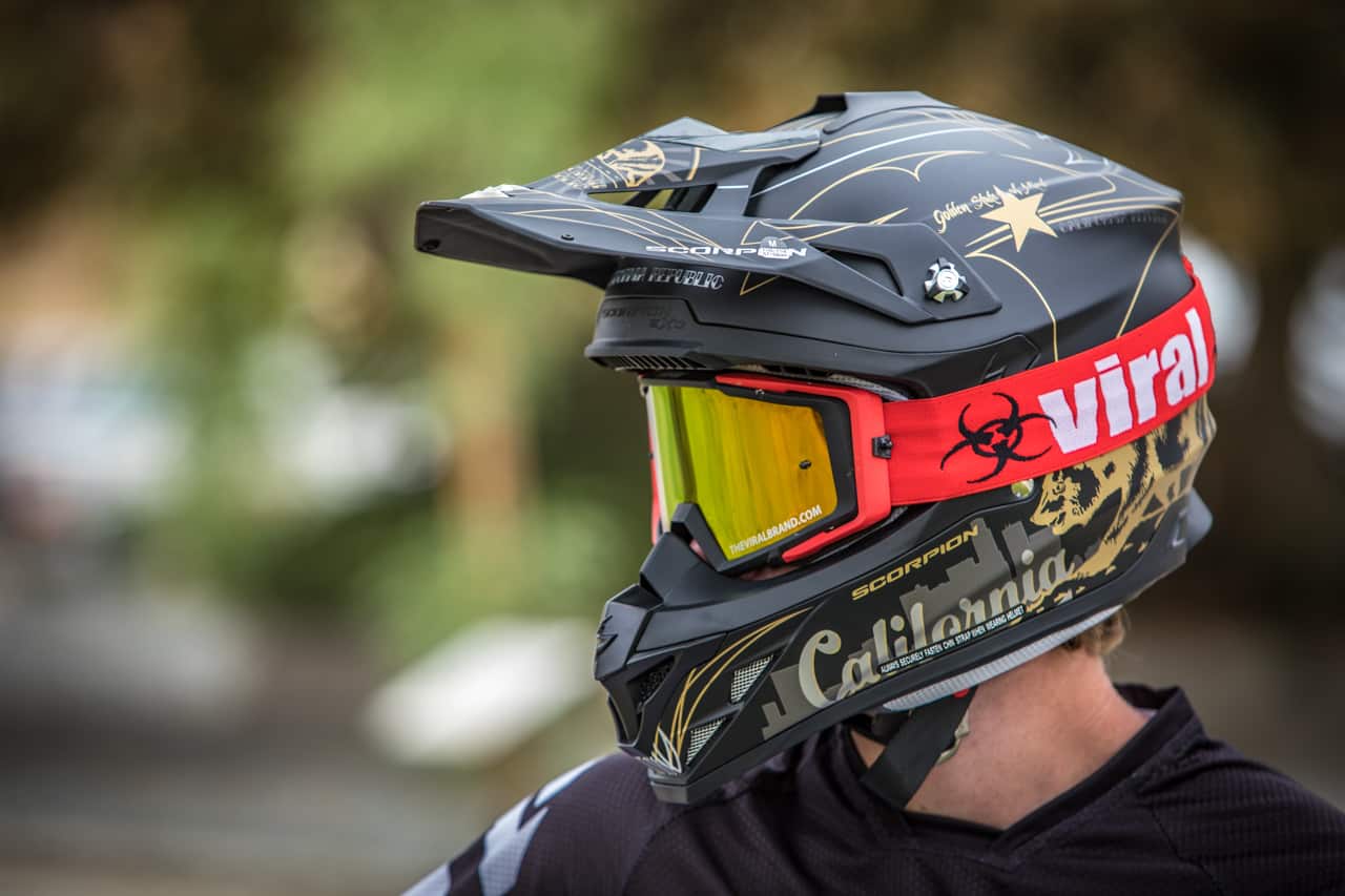Scorpion VX-35 Golden State Dirt Helmet Black