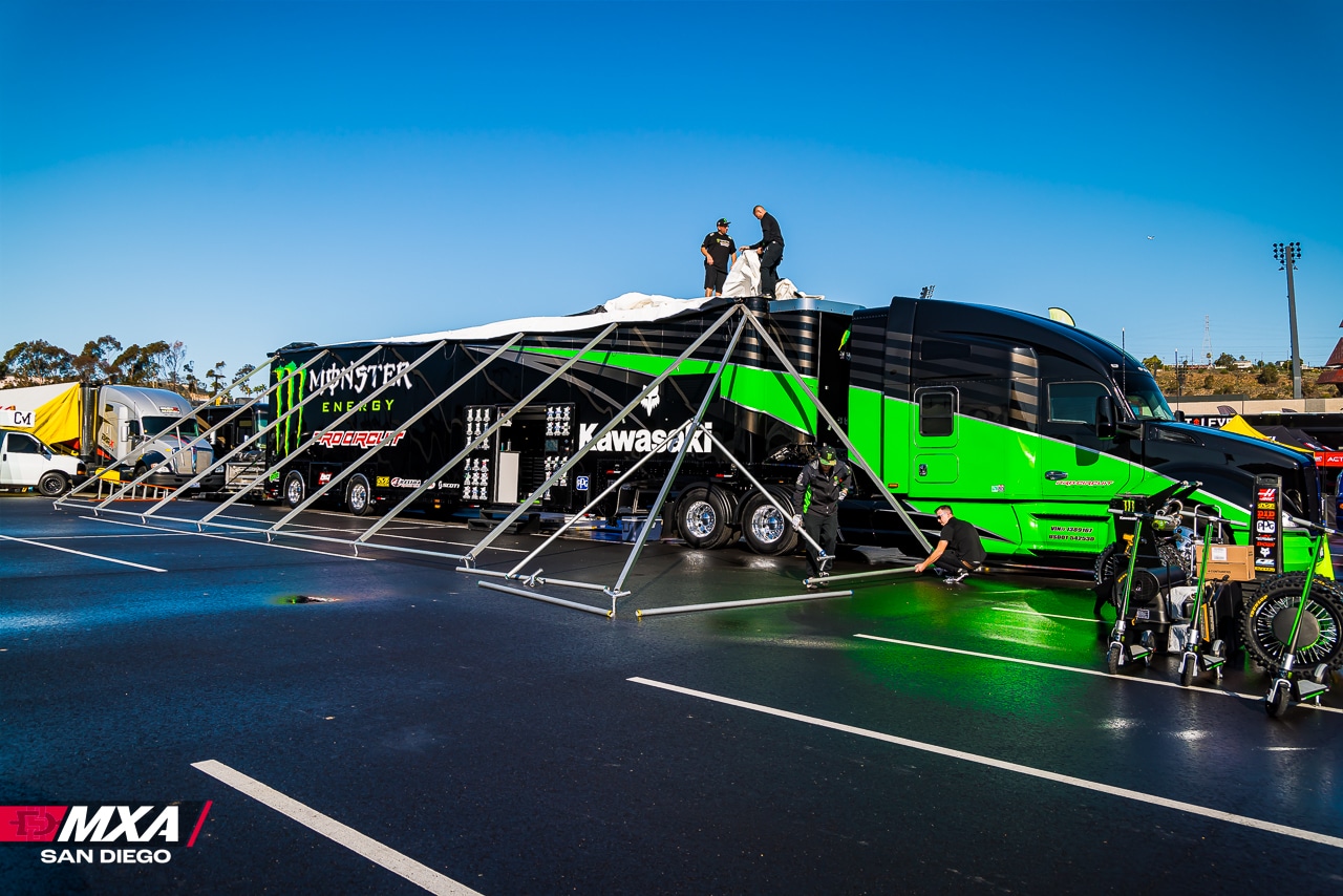 Monster Energy Pro Circuit Kawasaki team truck semi rig 2023 San Diego Supercross-9605