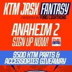 YOU CAN WIN A $500 KTM PARTS GIVEAWAY BY PLAYING THE KTM JRSX FANTASY LEAGUE APP PRESENTED BY FORD LIGHTNING