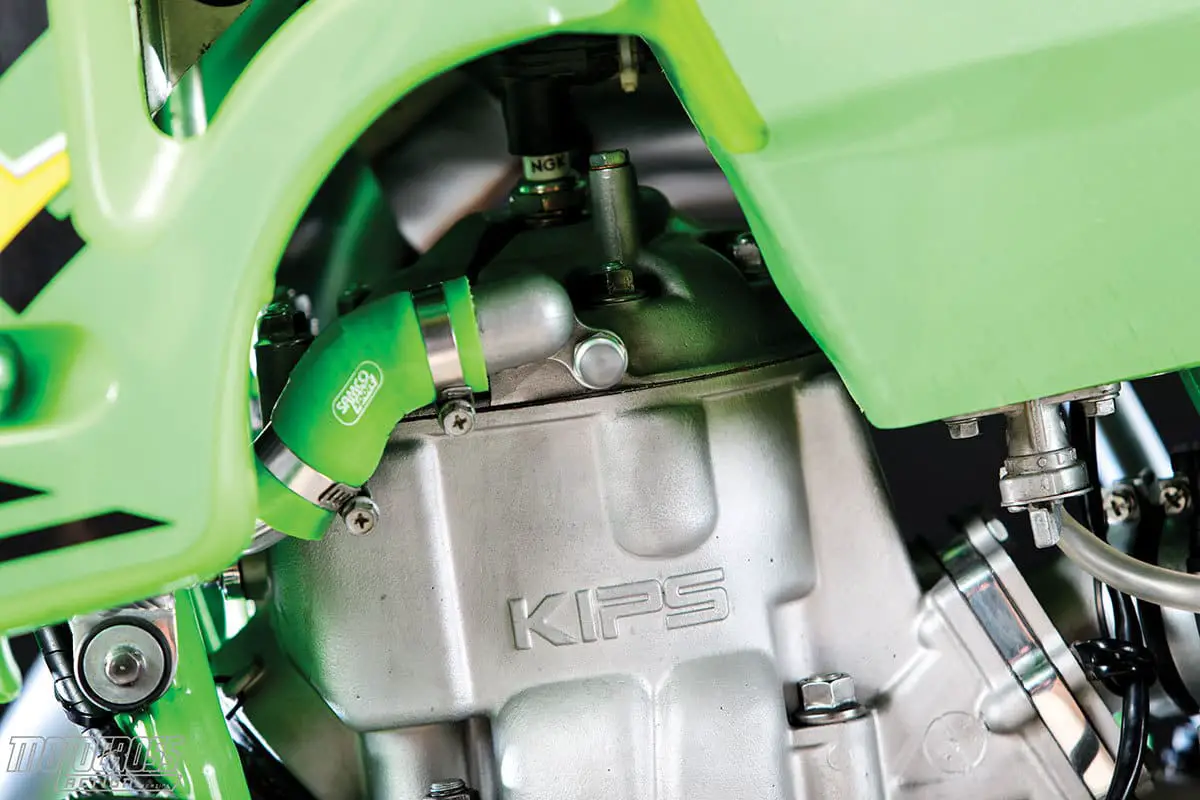 KX Guru Racing custom built a compression release into the head of the KX500 to make starting a breeze. 