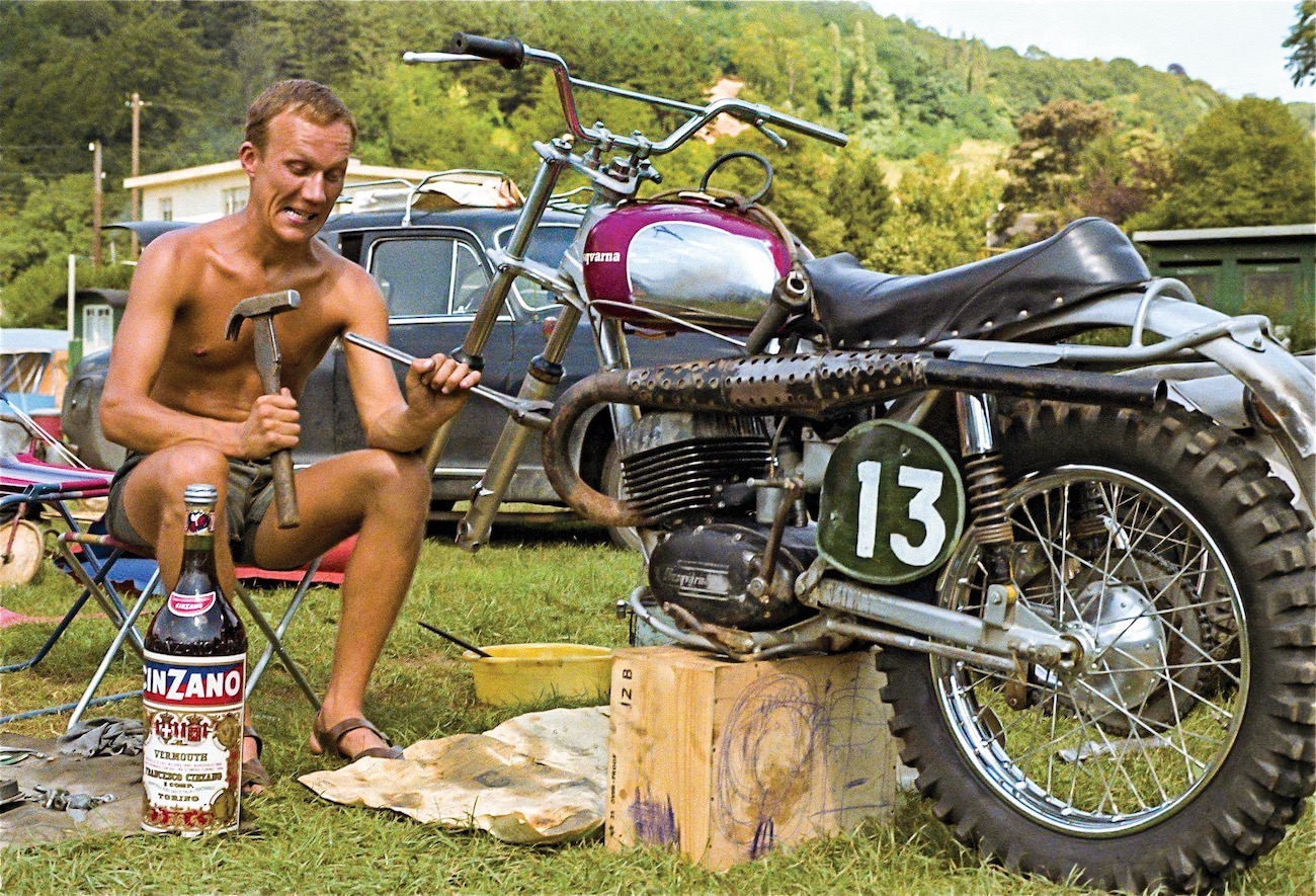 Lars Larsson as a young Grand Prix racer with his 1966 Husqvarna.